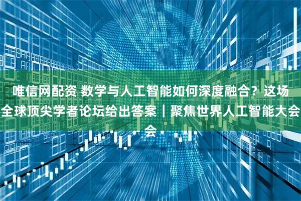 唯信网配资 数学与人工智能如何深度融合？这场全球顶尖学者论坛给出答案｜聚焦世界人工智能大会