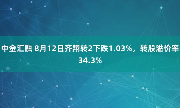 中金汇融 8月12日齐翔转2下跌1.03%，转股溢价率34.3%