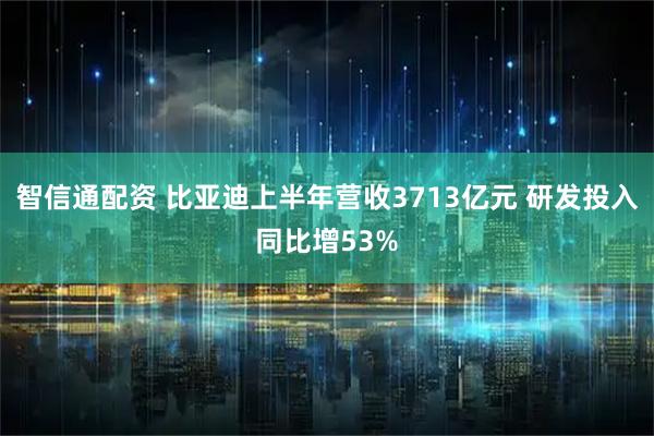 智信通配资 比亚迪上半年营收3713亿元 研发投入同比增53%